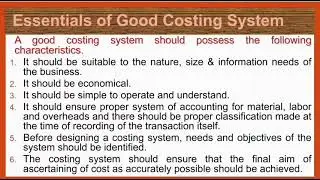 Basic Concepts of Accounting/19-25/Essentials of Good Costing System