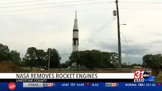 NASA removes engines from Saturn IB Alabama rest stop rocket