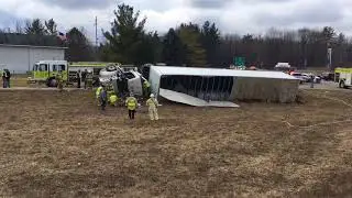 Semi driver trapped after rollover, I-96 ramp closed