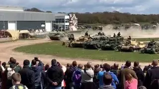 T131 Tiger tank last remaining working tank against 'Fury' Sherman tank at Bovington tank museum UK