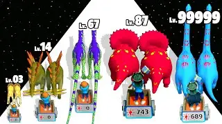 Animal Transform Rush &mdash; геймплей повышения уровня животных до максимального уровня (забег Merge Dino)
