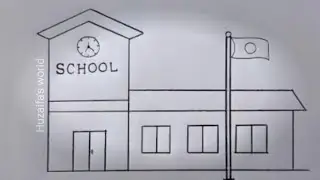 How to draw a L Pattarn School School Scenery Drawing Pencil Huzaifa's world 