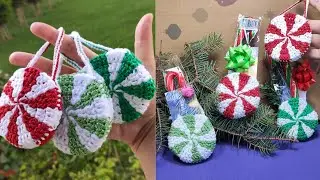 CROCHET PEPPERMINT CANDY BAG | CROCHET PEPPERMINT GIFT CARD HOLDER | HOW TO CROCHET TREAT BAG