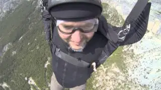 Monte Brento B.A.S.E. jump with a smoke shell