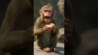 Cute monkey eating bread and making hilarious reactions! 🥪🤣