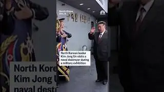 North Korean leader Kim Jong Un visits naval destroyer during a military exhibition