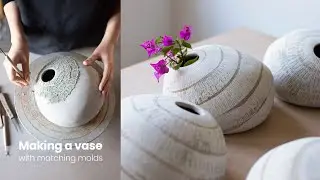 Slab built ceramic vase with simple plaster molds