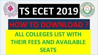 TS ECET 2019 | How to download all colleges list | their fees | available seats