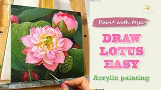 How to paint Lotus Flower  /Step by Step/ Acrylic Painting #078