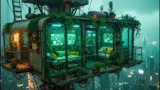 Lo-fi Beats with Neon Rain Ambience 🌃 Relax, Focus or Sleep Peacefully in Cyberpunk Rooftop City