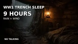 WW1 Trench Sleeping Ambience (Realistic Rain + Wind + Distant Artillery) | 9 Hours | No Talking