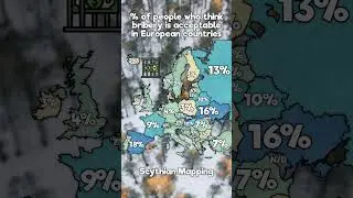 % of people who think bribery is acceptable in European countries 💲 #map #mapping #geography