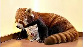 Cozy Friends #cat #redpanda #friendship