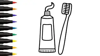 How to Draw Toothpaste and Toothbrush Step by Step | Easy Drawing for Kids
