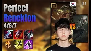Perfect Top Renekton vs Camille lol KR solo rank Full Game 15.4 | 퍼펙트 레넥톤 vs 카밀