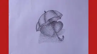 How to draw two hearts under umbrella ||how to draw two hearts together ||Easy pensil drawing...