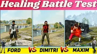 Maxim VS Dimitri VS Ford In Zone Test || Free Fire Healing Battle Test || Heal Ability Test