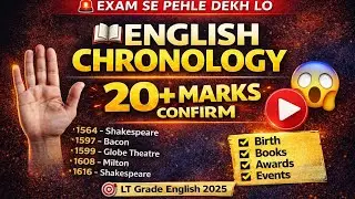 LT Grade English 2025 | All Important Chronology (Birth &bull; Death &bull; Books &bull; Awards)|One Shot Revision|