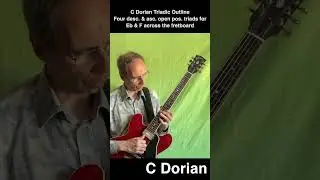 C Dorian Mode 4 Descending & Ascending Open Position Triads for Eb & F Across the Guitar Fretboard