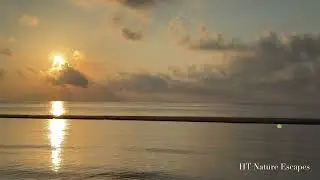 Beautiful Golden Sunrising over the Ocean, Cancun Beach Mexico Morning View 4K