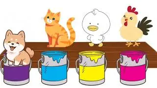Cute Farm Animals Bathing Colours Fun| Learn Colors for Children Kids Toddlers to Learn with Animals