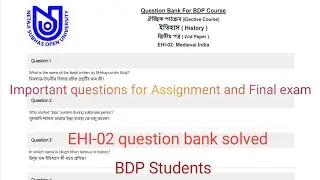 NSOU | EHI-2 question bank solved |BDP student 2021 | Important question for Assignment & Final exam