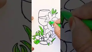 beautiful wine glass 🍷 Drawing colour #short#shorts#art