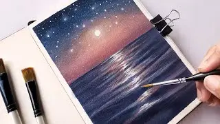 Seascape painting tutorial/ Gouache painting/ Easy painting for beginners