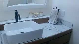 Bath Vanity Using Big Ceramic Tile