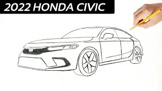 HOW TO DRAW 2022 HONDA CIVIC , Drawing honda civic