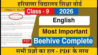 HBSE Class 9 English Beehive Important Questions 2026|HBSE Class 9 English Paper 2026  - CCL Chapter