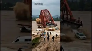 🚨 Terrifying Moment: Flood Destroys Red Bridge 🌊 | Cars Swept Away! #ai