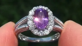 Estate Certified VS Natural Pink Sapphire Diamond 14k White Gold Engagement Ring - A141734
