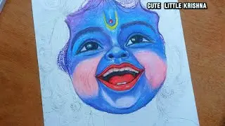 How to draw little krishna Drawing  , krishna Oil pastel drawing, Step By Step  Tutorial