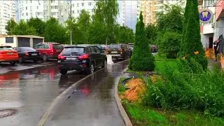 Walking in Residential Area in Moscow Russia| Walking in Rain| Russia