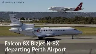 Falcon 8X Bizjet N-8X departing Perth Airport.