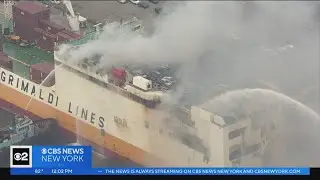 Cargo ship fire still burning 36 hours later at Port Newark