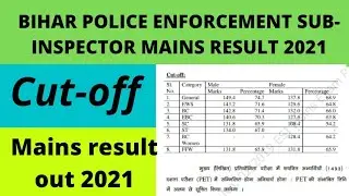 Bihar Police Enforcement Sub Inspector (ESI) Mains Result 2021 Declared | Bihar Mains Cut-off 2021,