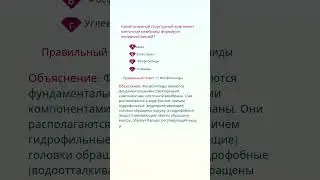Какой основной структурный компонент клеточной мембраны формирует липидный бислой #biology