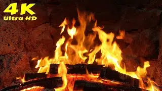 🔥 Fireplace with Burning Logs 12 Hours of Soothing Crackling Fire Sounds 4K. Cozy coastal outdoor