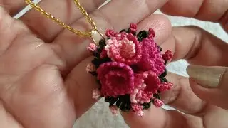 HOW TO MAKE CROCHET FLOWER PENDANT | BEAUTIFUL ROSE CROCHET PENDANT