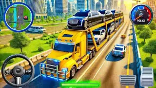 Police Limousine Cars Load On Transportation Trailer | Police Car Transport Simulator
