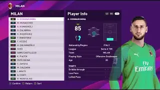 PES 2020 - AC MILAN Player RATINGS, FACES & SKILLS