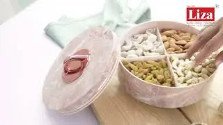 Elegant & Functional: Marble Print Revolving 4-Section Dry Fruit Storage Container with Airtight Lid