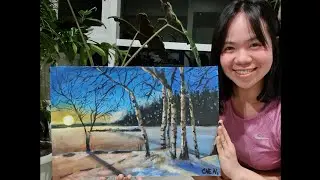 Winter Landscape Scene Painting Tutorial Using Acrylics