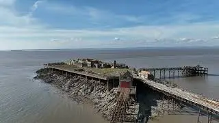 Birnbeck Pier and Island, Weston-super-Mare. 4K Drone Footage. DJI Mavic 3. Abandoned Old Pier