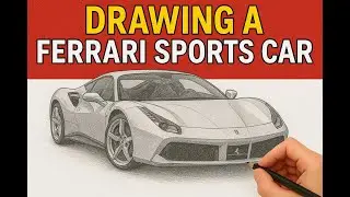 How to Draw a Ferrari Sports Car | Realistic Pencil Sketch Tutorial