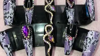 Tutorial / how to make purple snake print presson nails ! 💜
