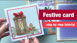 Festive card step by step tutorial with Vintage Christmas collection by @LouCollins #textures