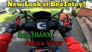 BEATOTOY new look (HONDA BEAT FI V2)/R25 NMax Side Mirror/Aerox Visor with Bracket (UNBOXING)